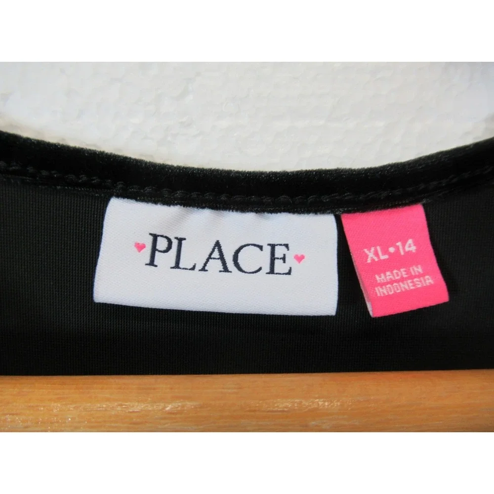 The Children's Place Polka Dot Velvet Skater Dress Girls XL 14 Black